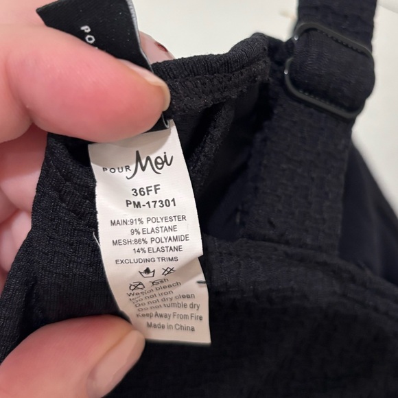 Black Textured Swim top with Buckle Strap Detail - Picture 5 of 5